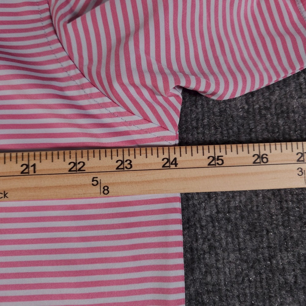 FootJoy Mens Large Pink White Striped Performance Stretch Golf Polo Short Sleeve - Picture 5 of 8